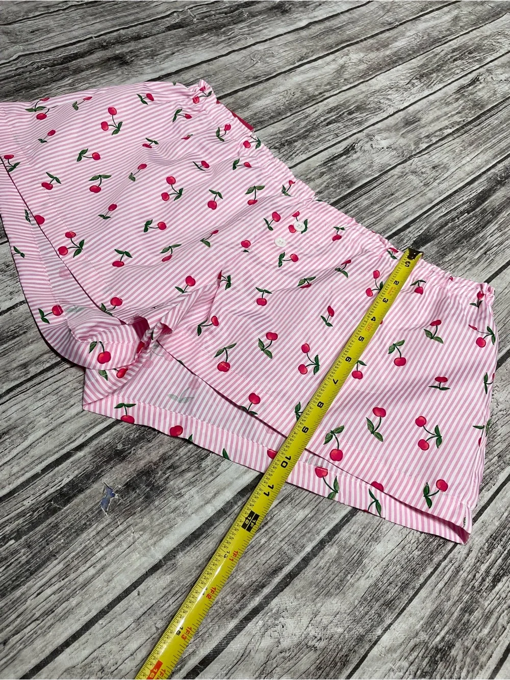 Ladies Large Forever Moda Pink Stiped Cherry Print House Shorts NEW W TAG! NWT